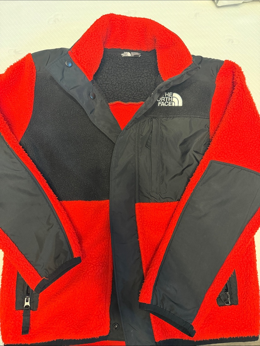 The North Face Kids Red and Black Pile Fleece Jacket